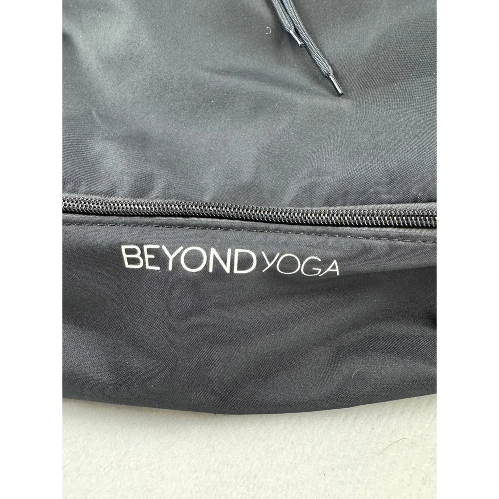 Beyond Yoga Black Nylon Drawstring Backpack Gym Bag with Shoe Compartment